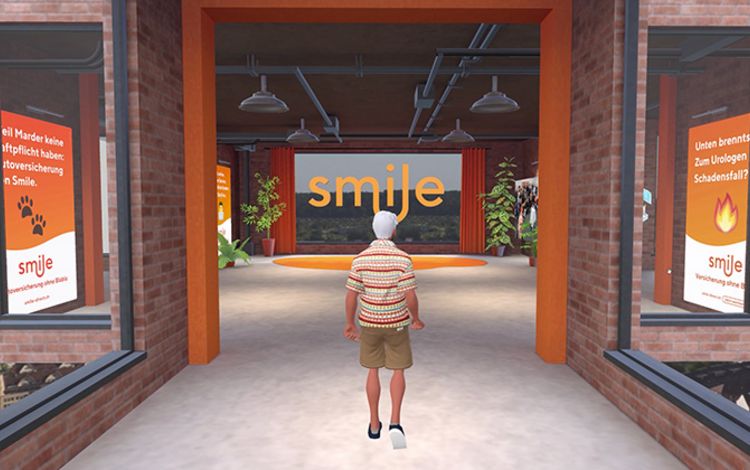 Ansicht der Eingangshalle im Metaverse des Direktversicherers Smile