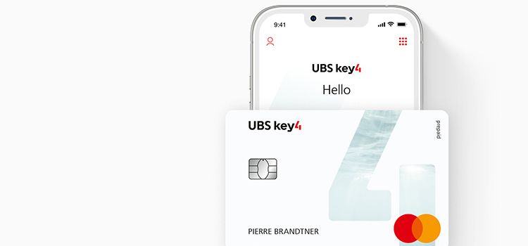 Smartphone-Ansicht und Karte der digitalen App UBS Key4