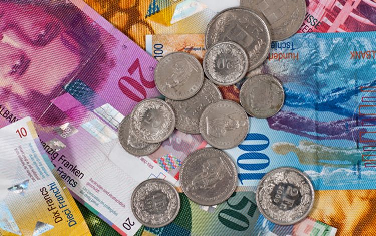 Banknoten und Münzen Schweizer Franken
