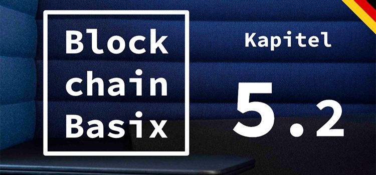 Das Logo von Blockchain Basix auf blauem Grund