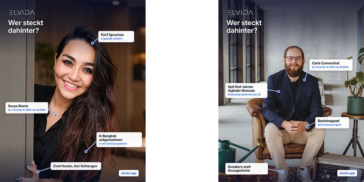 Die Gründer des Startups Elvida Surya Skaria und Carlo Camenzind