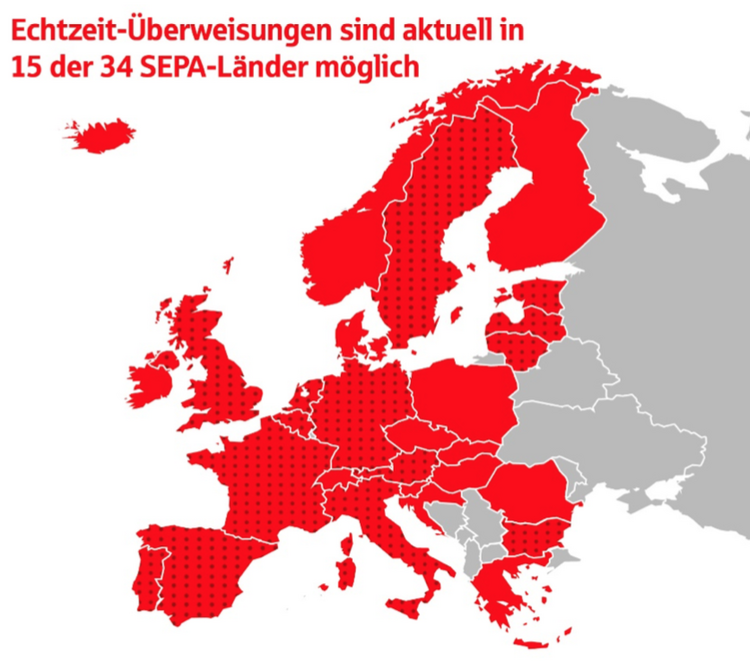 SEPA-Raum und Ländern mit Instant Payments