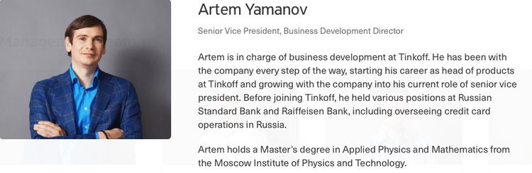 Artem Yamanov, Tinkoff-Bank