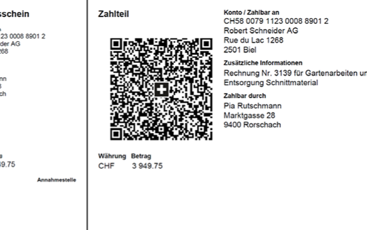 Zahlteil der neuen QR-Rechnung