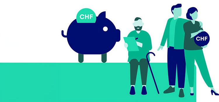 Illustration mit dem Symbol, wie die Schweizer Bevölkerung spart