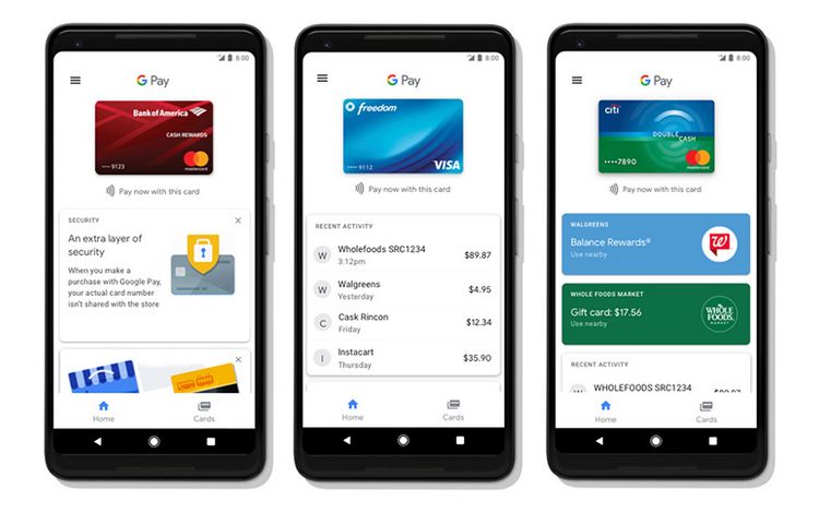 Smartphones mit Google Pay