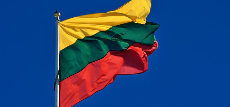 Die wehende Flagge von Litauen
