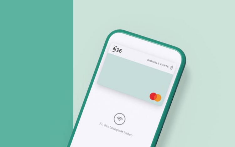 Grafik mit der Smartphone-Darstellung der Challenger-Bank N26