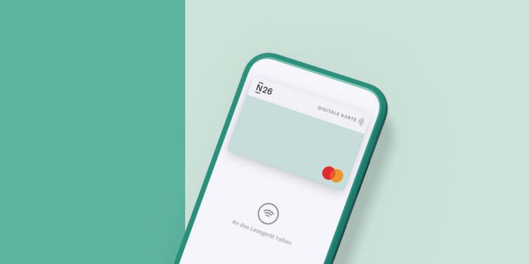 Grafik mit der Smartphone-Darstellung der Challenger-Bank N26