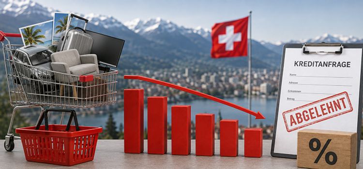 Die Entwicklung des Schweizer Konsumkreditmarkts als absteigende Kurve