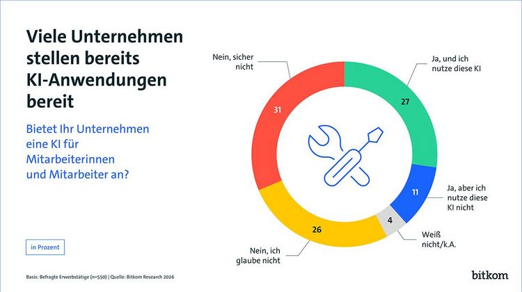 Grafik zeigt, wie mit KI in Unternehmen gearbeitet wird