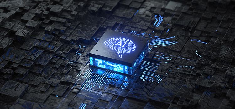 Chip mit Aufdruck AI für Künstliche Intelligenz