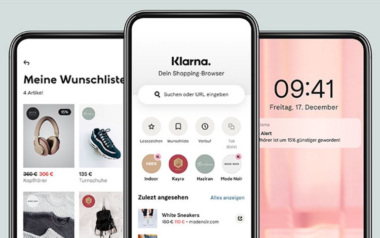 Smartphones mit der Klarna-App