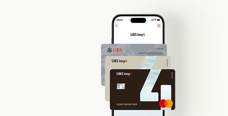 Karten der App UBS Key4 Banking