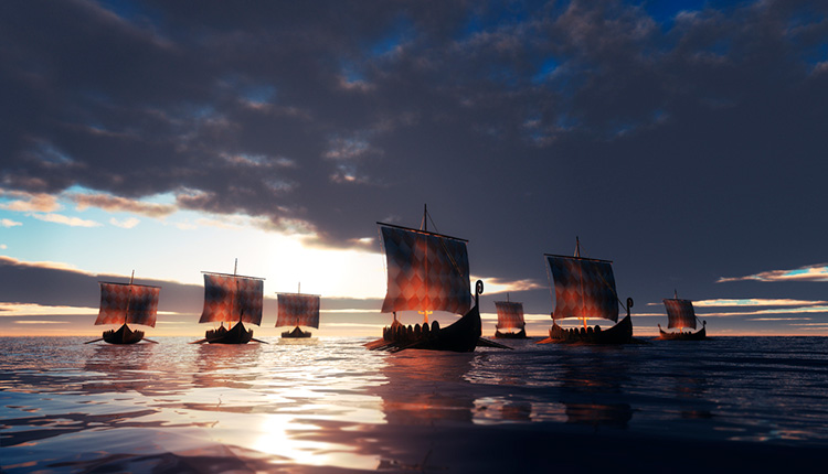 Armada von Vikinger-Schiffen