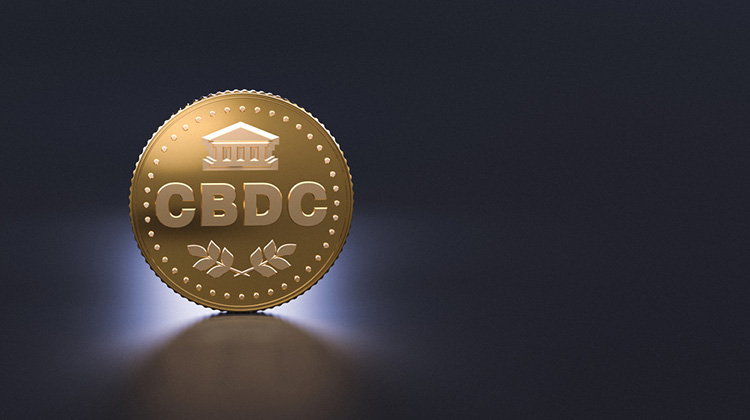 Bild einer Münze mit der Prägung CBDC