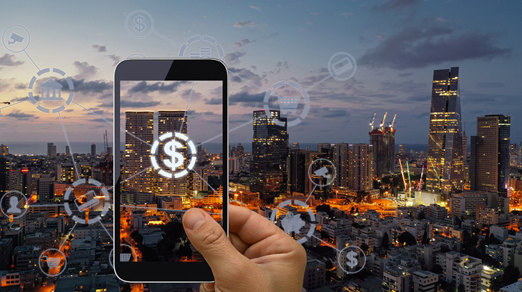 Smartphone mit Zugang zu Finanzen und Neo-Banken