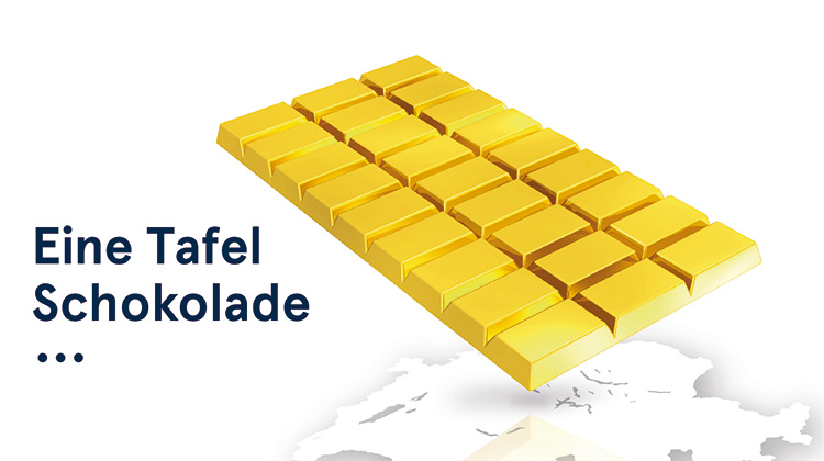 Eine Tafel Schokolade aus Gold