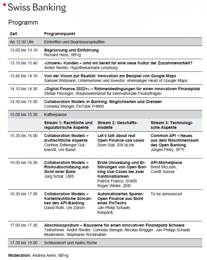 Das Programm des Events Collaboration Models in Banking