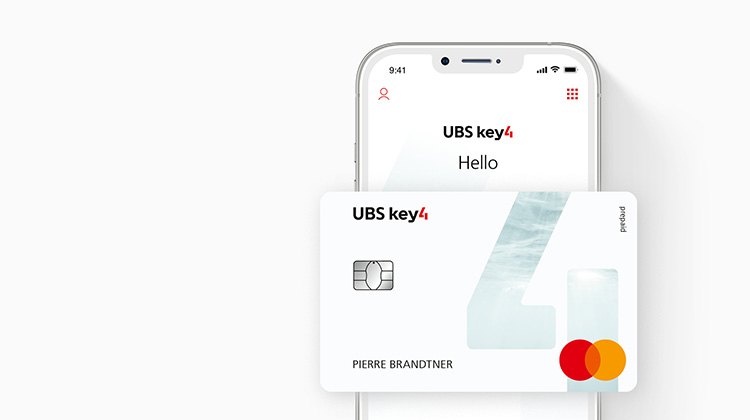 Smartphone-Ansicht und Karte der digitalen App UBS Key4