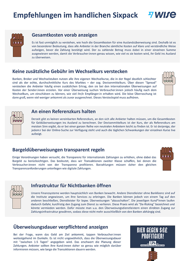 Policy-Empfehlungen für internationale Geldüberweisungen von Wise