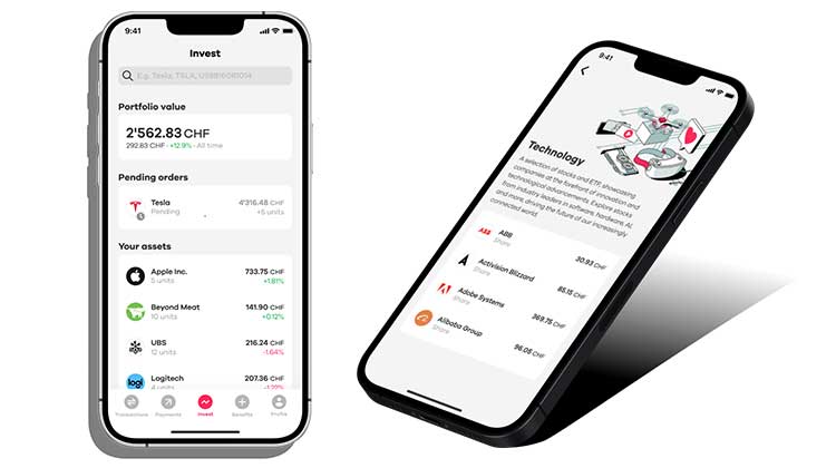 Die Smartphone-Oberfläche von Neon Invest