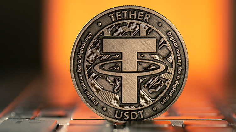 Der Stable Coin Tether dargestellt als Münze