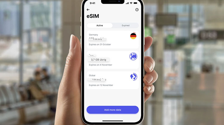 Smartpone mit der Option eSIM von Revolut