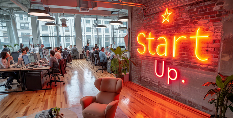 Teams in einem KI-Startup am Arbeiten