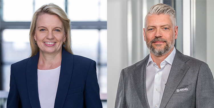 Dr. Stephanie Eckermann, Mitglied des Vorstands der Deutsche Börse Group & Alexander Höptner, CEO von AllUnity