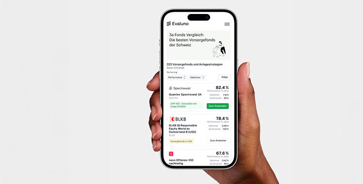 Smartphone-Ansicht der Vergleichsplattform Evaluno