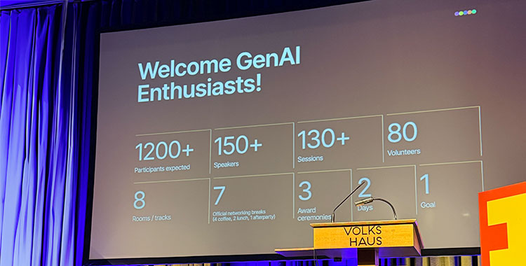 Bühne mit Leinwand am GenAI Zurich
