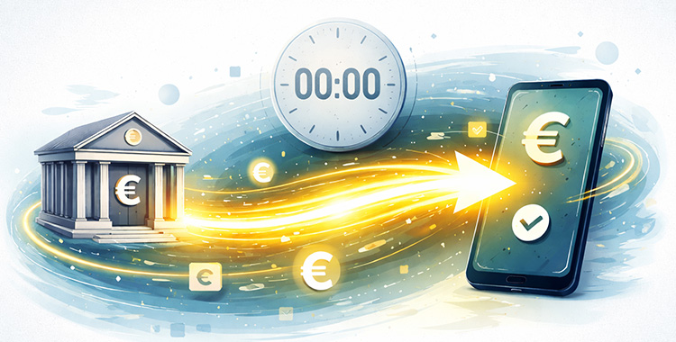 Die Illustration symbolisiert das Tempo von Instant Payment