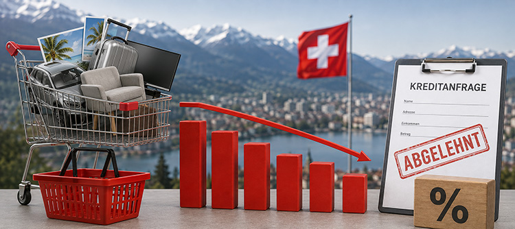 Die Entwicklung des Schweizer Konsumkreditmarkts als absteigende Kurve