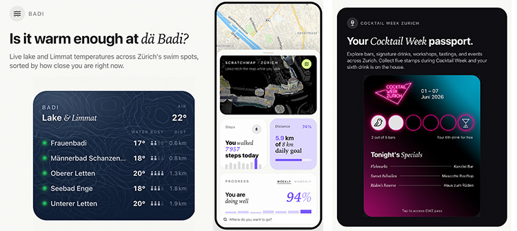 Screenshots der App von Livemap