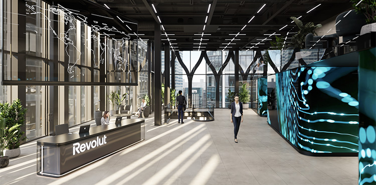 Globaler Hauptsitz von Revolut in London 