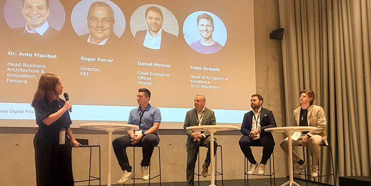 Swiss Digital Finance Conference 2026: Panel-Diskussion mit Dr. Ante Plazibat, Roger Furrer, Daniel Monras und Fabio Strässle, moderiert von Eva Selamlar