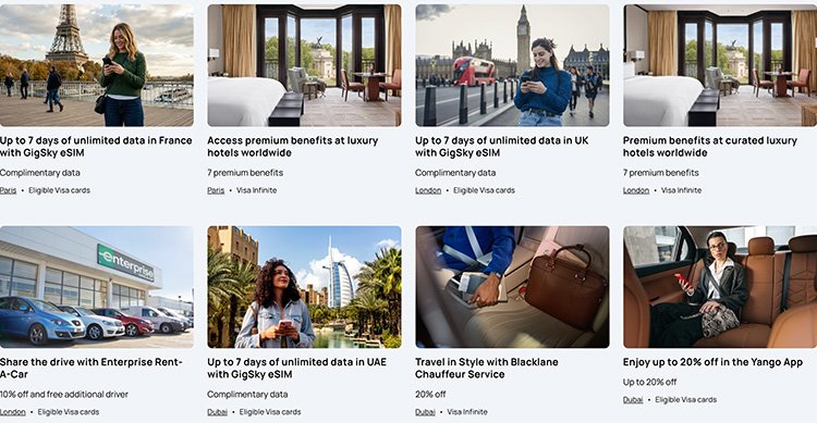 Screenshot der Website Visa Destinations