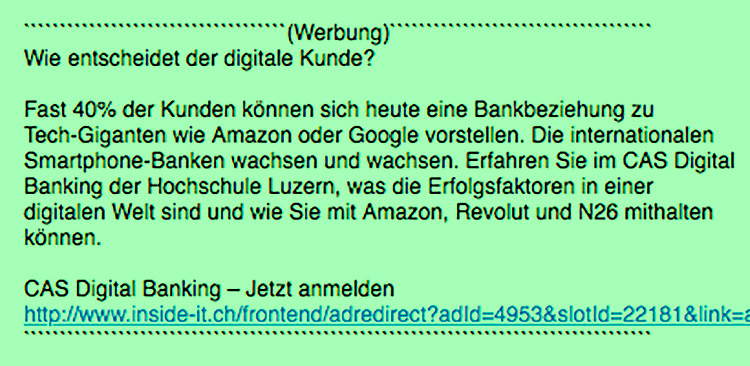 Anzeige für eine CAS-Ausbildung