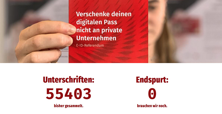 Screenshot der Website E-ID-Referendung