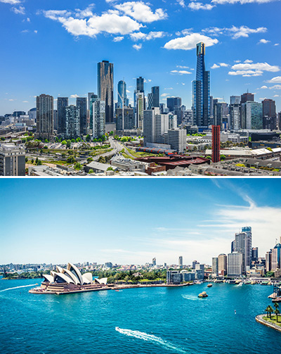 Melbourne und Sydney