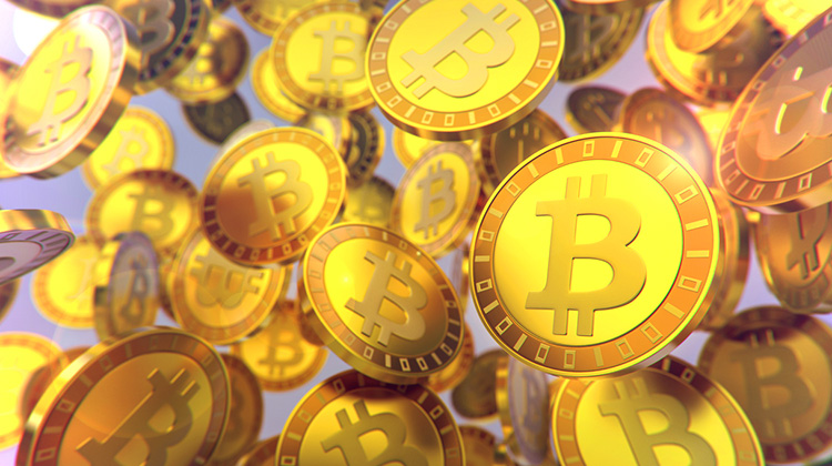 Bitcoin dargestellt als Münzen