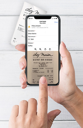 Spesenbeleg, der über das Smartphone erfasst wird