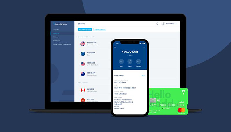 Mastercard von Transferwise mit Smartphone un PC