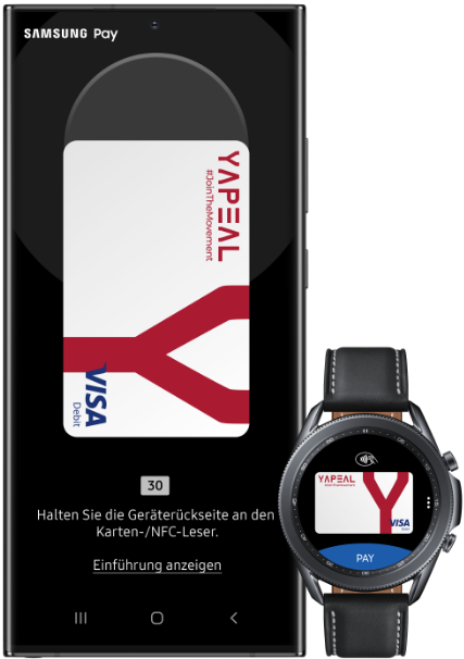 Smartphone und Galaxy Watch mit Samsung Pay