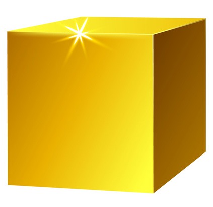 Ein quadratischer Würfel aus Gold