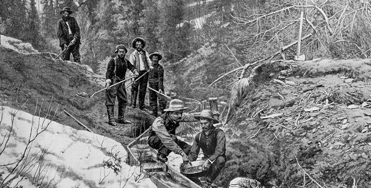 Goldgräber am Klondike, historische Aufnahme