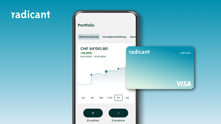 Smartphone-Ansicht und Karte der Neo-Bank Radicant